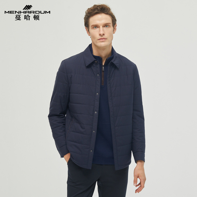 MENHARDUM/蔓哈顿秋冬新品绵羊毛混纺中年男装翻领棉服薄款棉衣