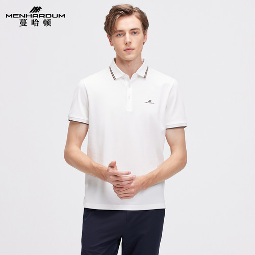 蔓哈顿桑蚕丝混纺短袖Polo衫
