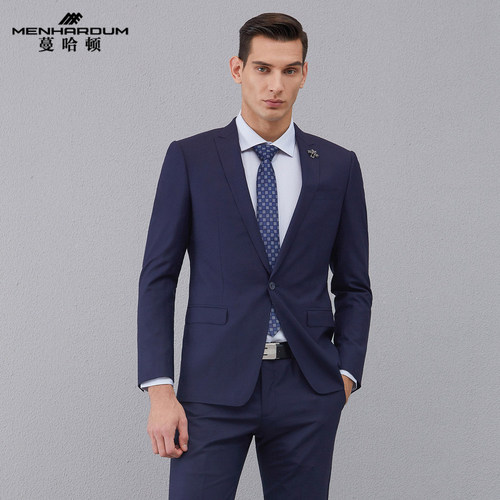 哈顿春装绅士西服正装套一粒单西