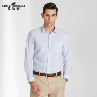长袖 衬衣修身 格子衬衫 蔓哈顿春季 格纹寸衫 青年时尚 中年男士 潮 新款