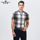 蔓哈顿夏季 男士 短袖 MENHARDUM 衬衫 纯棉格纹翻领衬衣休闲针织上衣