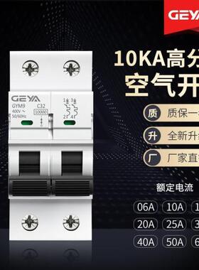 GEYA格亚GYM9H高分断10KA小型断路器C65空气开关2P 63A 25A40A32A