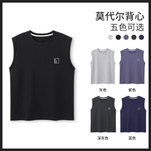 睡衣汗衫 冰丝莫代尔棉背心男款 无袖 单件上衣运动健身男士 T恤 夏季