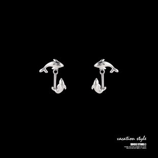 多喜商店【双鱼座】海豚后挂式双戴式耳钉小众设计感小巧精致耳环