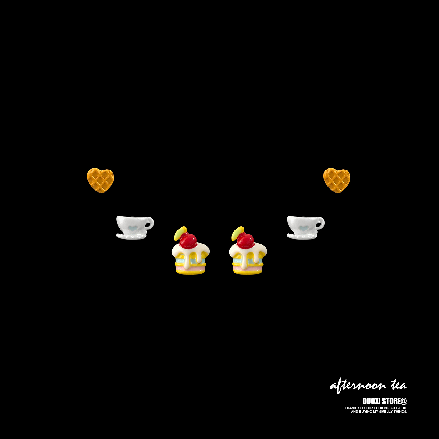 多喜商店【浆果流心】华夫饼蛋糕食玩小巧卡通彩色滴釉少女心耳钉