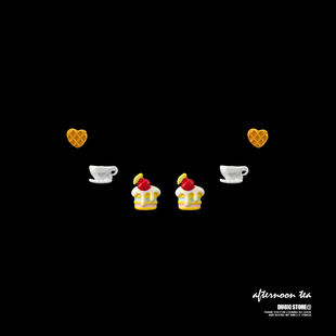 多喜商店【浆果流心】华夫饼蛋糕食玩小巧卡通彩色滴釉少女心耳钉