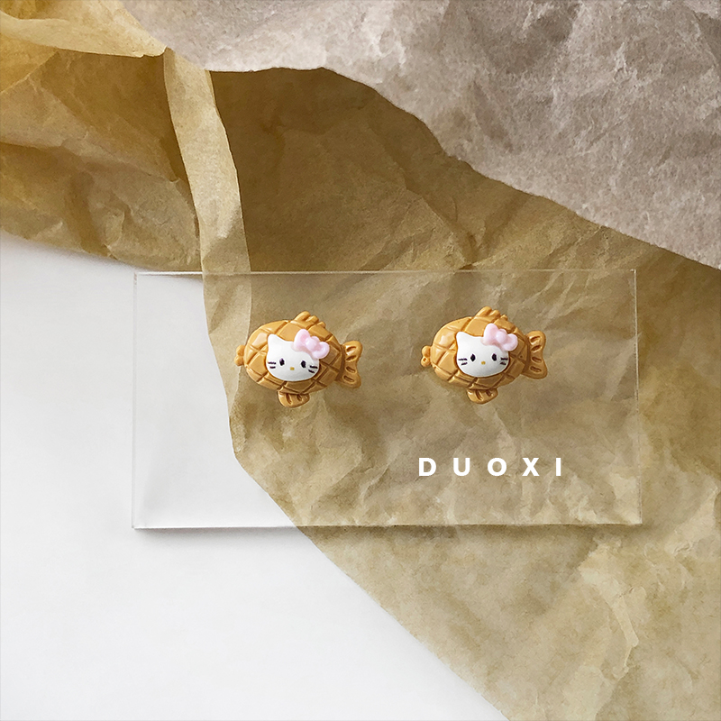 塑料树脂卡通女可爱Kt鲷鱼烧耳钉