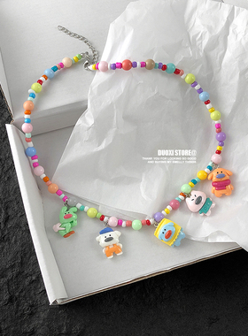树脂塑料女彩色卡通人物项链