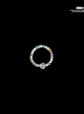 女串珠ins彩色幻彩星星戒指