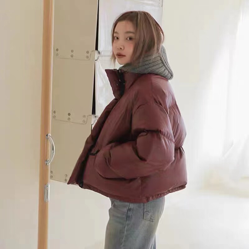 日韩跨境外贸2026冬季新款韩版立领抽绳显瘦保暖棉服面包服外套女