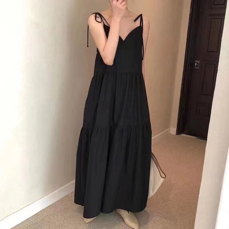日韩跨境外贸2026夏季新品小心机背心吊带长款连衣裙女中长款裙子