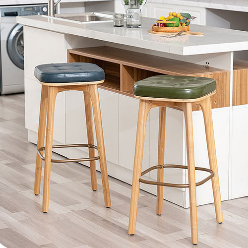 北欧简约高脚椅现代实木美式复古