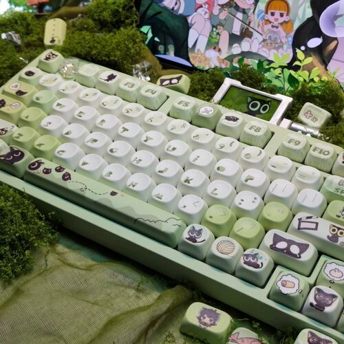 冰典罗小黑主题键帽热升华PBT机械磁轴键盘MOA高度夜魔小蜜蜂球帽