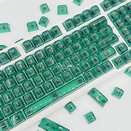 透明祖母绿色透明猛男粉色OEM高度水晶黑透键帽十字轴磁轴全套键