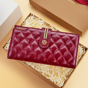 保罗菱格钱包女士长款2025新款真皮卡包一体软皮高级感送妈妈皮夹