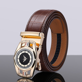 保罗皮带男士 真皮自动扣腰带男纯牛皮无夹层鳄鱼纹年轻人商务裤 带