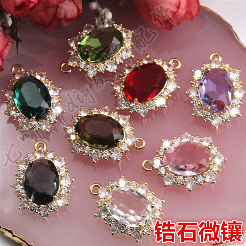 diy纯铜满钻锆石吊坠发饰