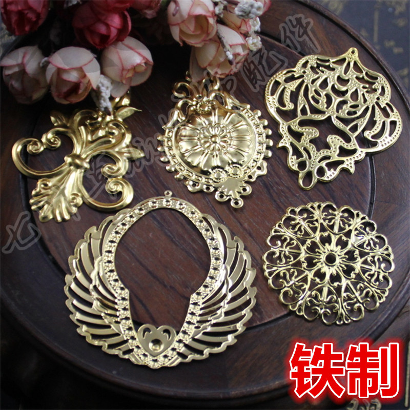 diy金银色镂空图腾环形花片