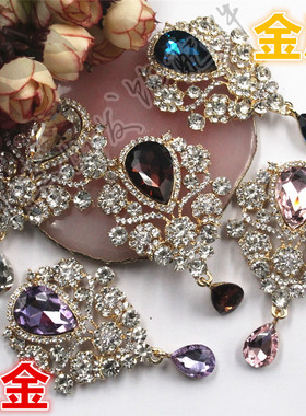 51*84mm（金底）满钻大合金钻盘水滴吊欧式胸针鞋花洛丽塔巴洛克