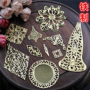 铁片压花花片三角形花边包角菱形正方形双角图腾小长条 七叶草diy