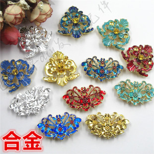 合金仿景泰蓝发冠前片前缀花卉花丛组合片 古装古风发饰头饰嘉禾