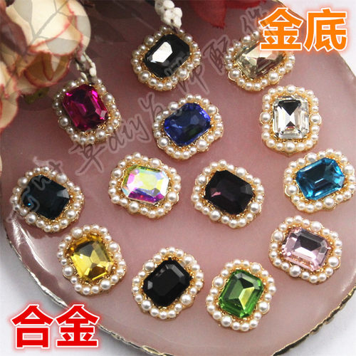 14*17mm（金底）合金镶钻长八角