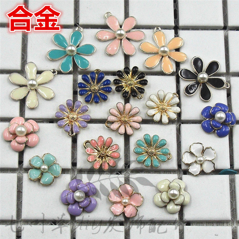 五瓣花花朵滴油雏菊花小菊 蝴蝶结装饰花盘扣吊坠diy发饰手工辅料