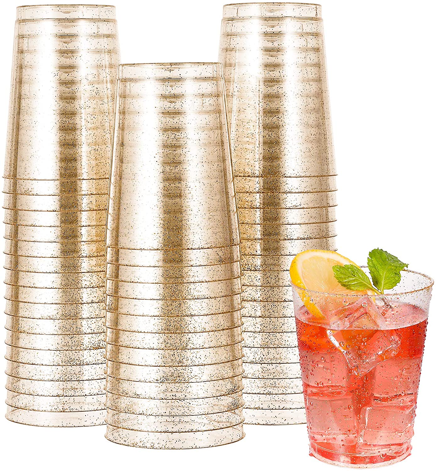 包邮10oz烫金色塑料杯子一次性洋酒杯西餐杯冰激凌杯玫瑰金香槟杯