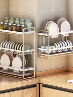 不锈钢厨房架，碟架，排水架，壁挂式，墙壁多层储物架，餐具储物