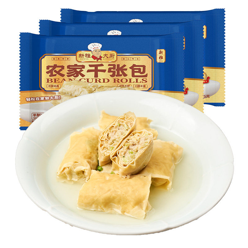 新雅粤菜馆千张包5盒酒店加热即食烧汤猪肉类熟食2盒百叶包预制菜