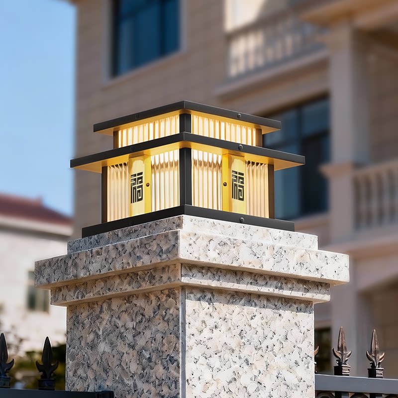 新款太阳能柱头灯户外防水别墅庭院灯室外大门口两侧柱子灯围墙灯