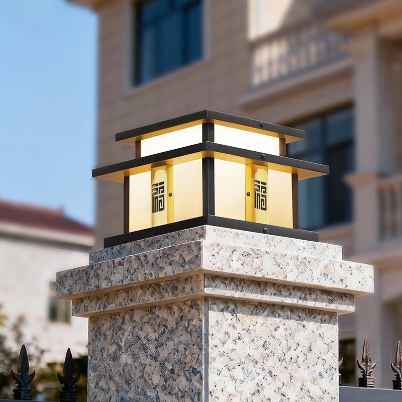 太阳能柱头灯别墅庭院大门口两侧柱子灯院子围墙灯户外防水门柱灯