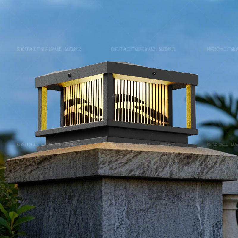 新款太阳能柱头灯庭院别墅大门口两侧柱子灯室外防水围墙灯接电款