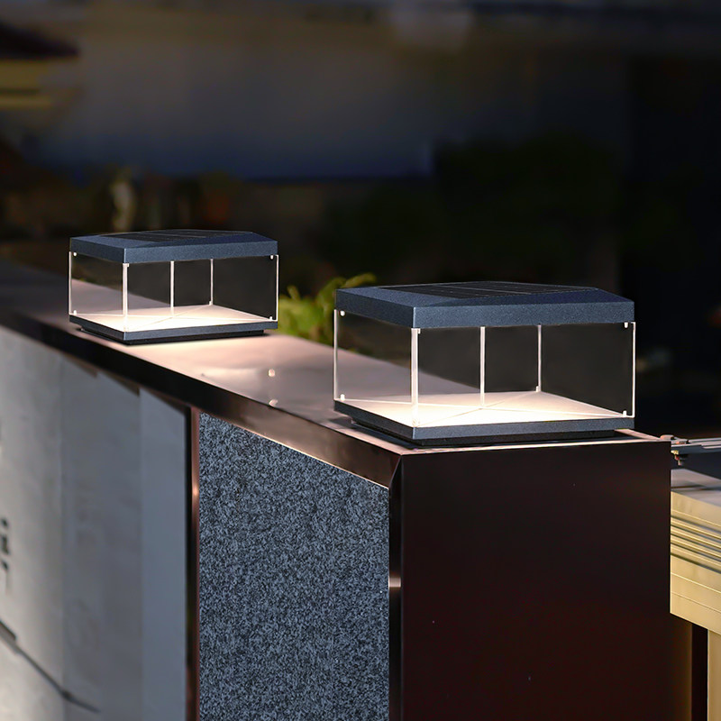 现代柱头灯太阳能户外家用庭院灯室外防水别墅花园大门围墙柱子灯