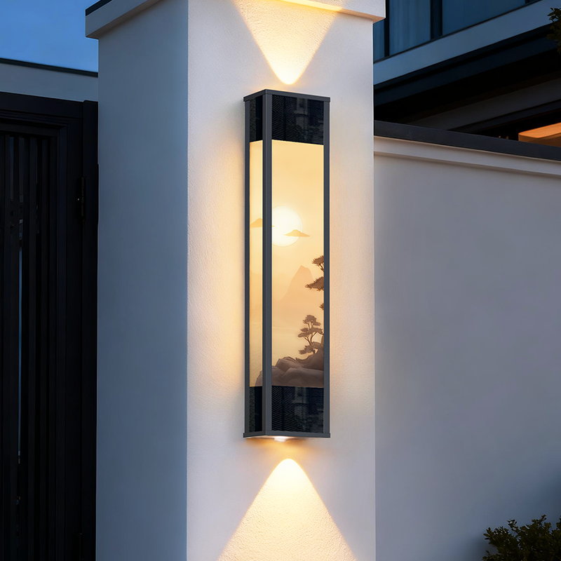 迎客松户外防水壁灯太阳能庭院灯别墅大门两侧外墙过道室外房檐灯