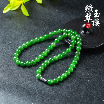 新疆菠菜绿天然和田玉碧玉项链
