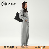 阔腿裤 灰色运动装 春秋休闲上衣卫衣宽松弯刀裤 女2026新款 子 套装