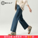裤 春季 子九分裤 高腰休闲翻边窄版 卷边直筒牛仔裤 阔腿裤 女2026新款