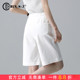 女夏薄款 2026新款 休闲冰丝中裤 白色五分裤 高腰阔腿天丝棉5分短裤
