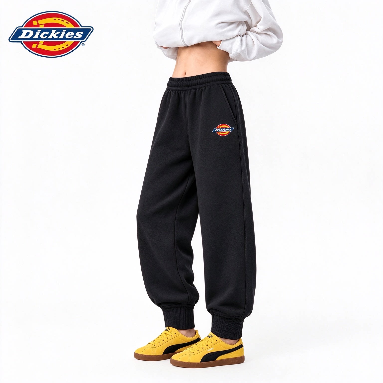 Dickies秋冬运动卫裤男纯棉重磅休闲长裤收口舒适腰部抽绳保暖裤