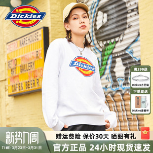 新品 春季 棉毛圈布上衣8808 女式 Dickies情侣LOGO印花圆领全面卫衣