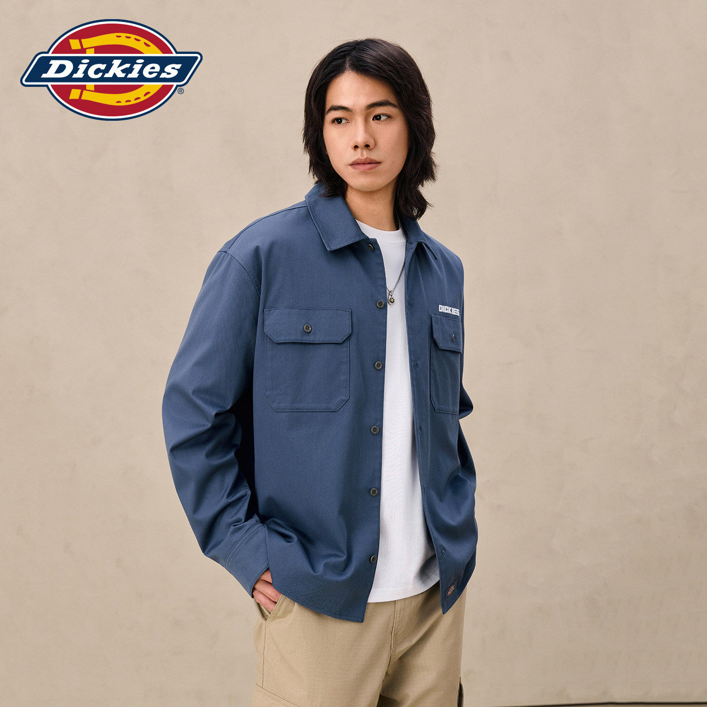 Dickies帝酷适2026年新款工装长袖衬衫棉涤混纺微弹长款休闲衬衣