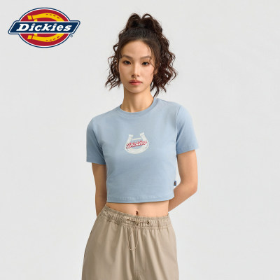 Dickies帝酷适 潮流马蹄 Logo短款圆领短袖 T恤女士休闲上衣潮