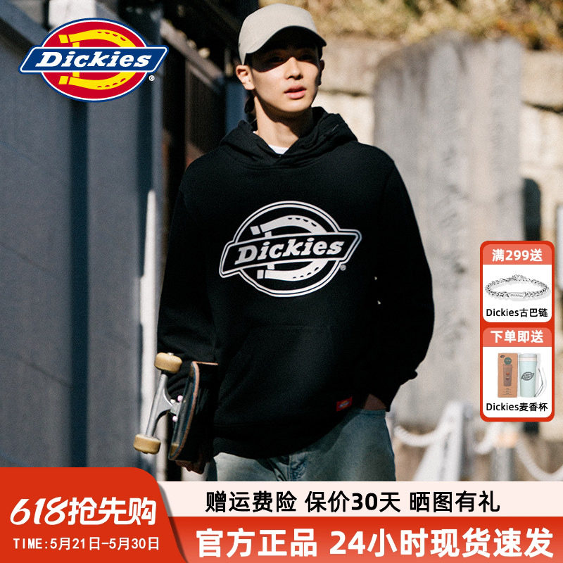 DickiesLOGO印花情侣款连帽卫衣男 2021全棉毛圈布休闲套头上衣潮
