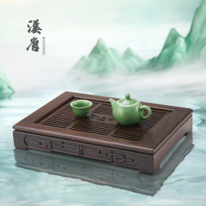 汉唐茶盘实木家用客厅小型储水茶台抽屉式茶海功夫茶具套组茶托