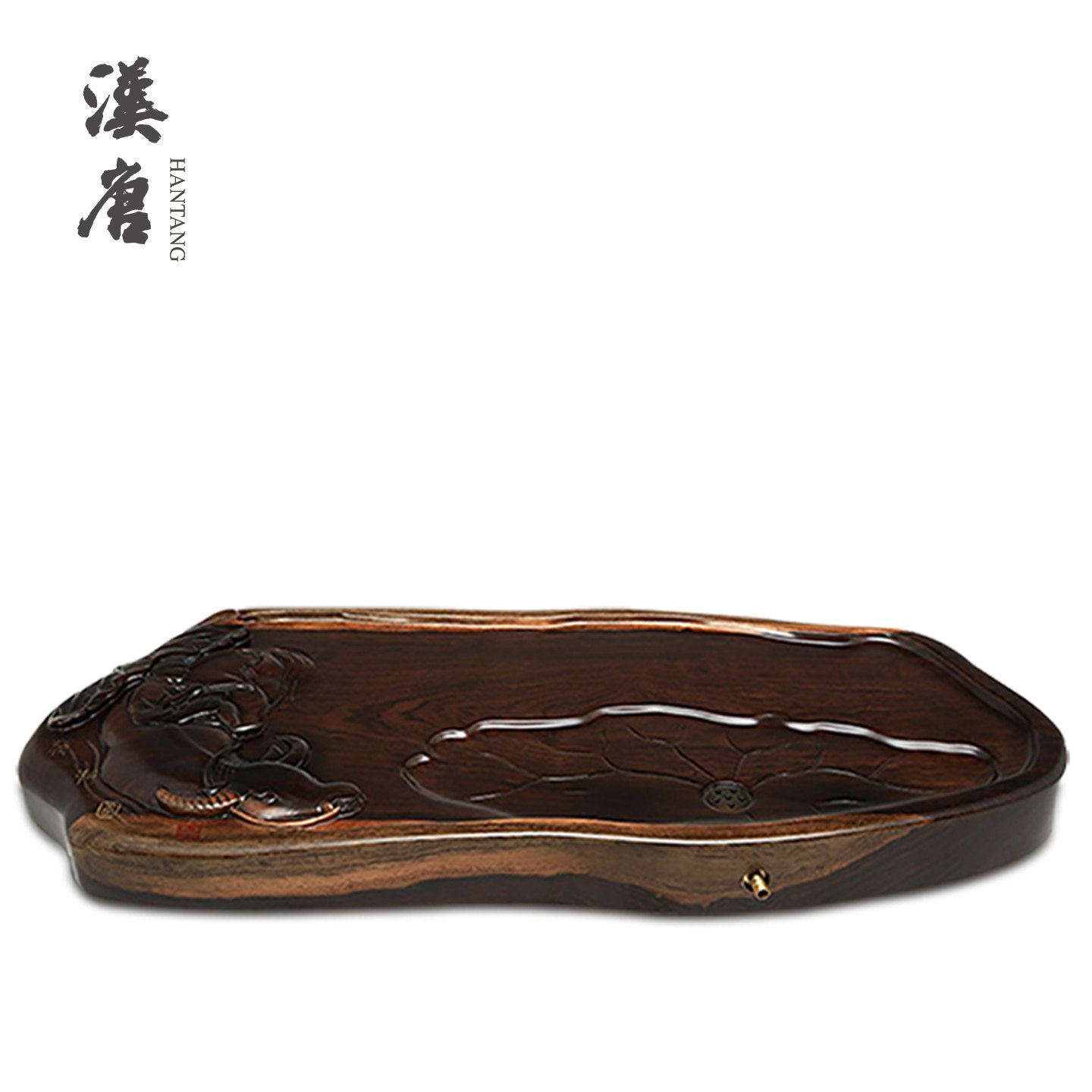 汉唐实木茶盘整块实木茶盘家用茶台黑紫檀雕刻茶功夫茶具家用
