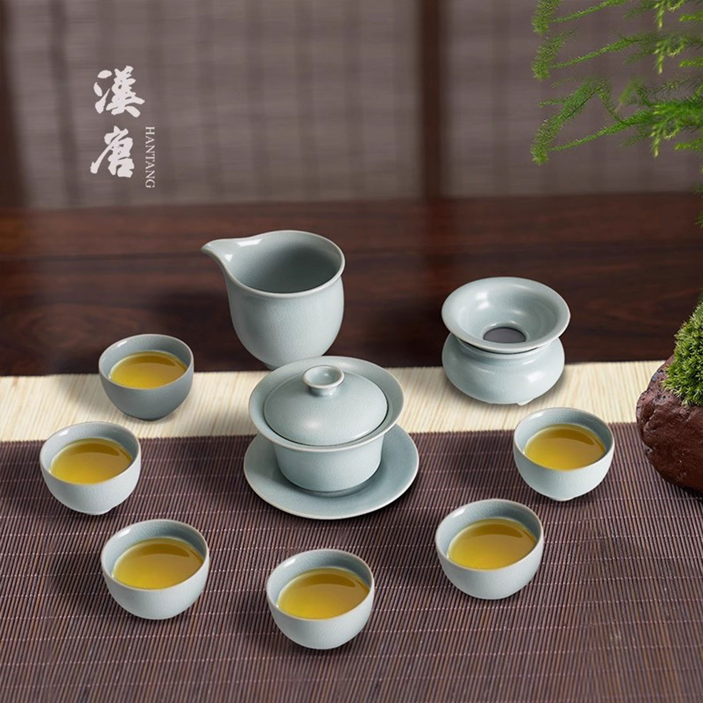 汉唐汝窑盖碗茶杯功夫茶具套组图片