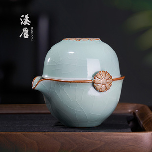 盖碗快客杯景德镇陶瓷一人杯泡茶碗 汉唐户外便携旅行功夫茶具套装
