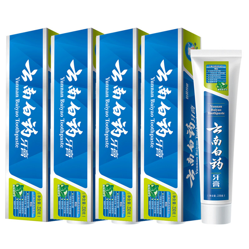 云南白药牙膏清爽薄荷230gx4支大规格超值组合正品 薄荷味清新口