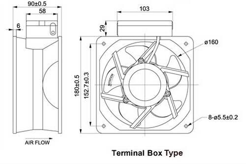 UF18JC12/23-BWHR〖 FAN AXIAL 180X90MM 115/230VAC〗